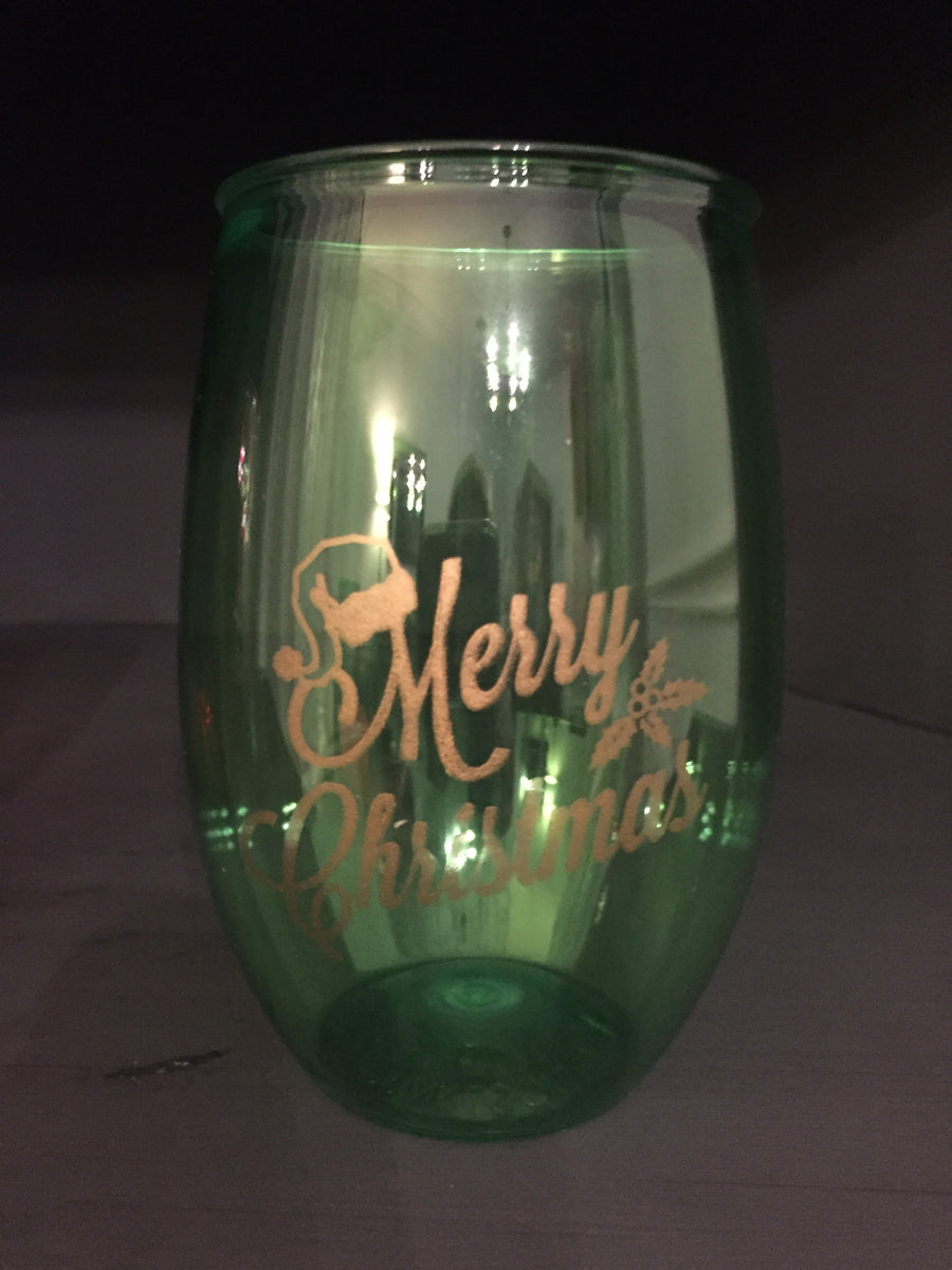 Merry Christmas Plastic Wine Glasses