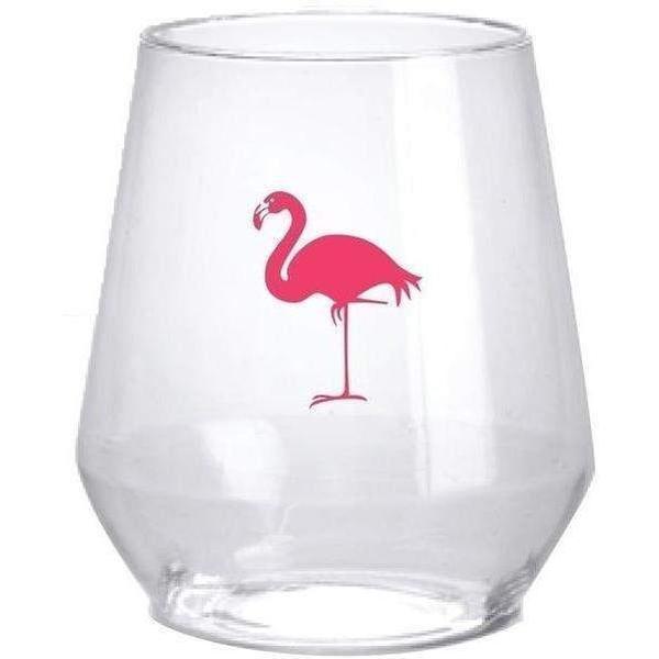 Pink Flamingo Plastic Wine Glasses
