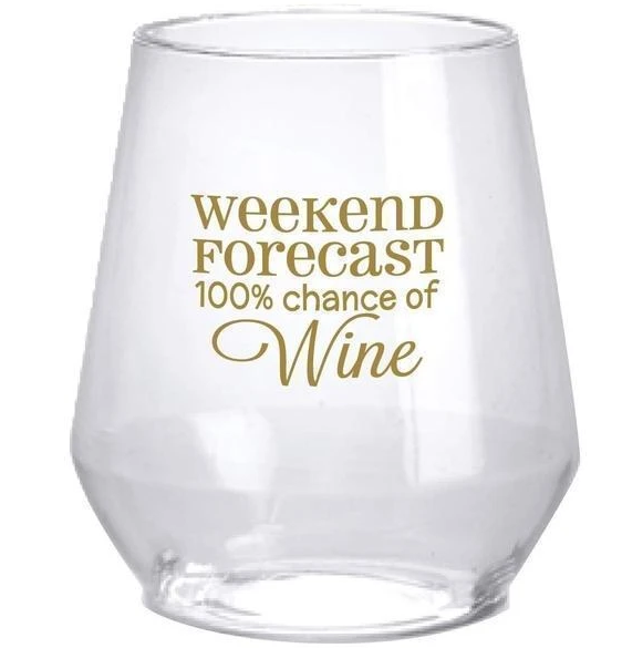 Weekend Forecast Plastic Wine Glasses